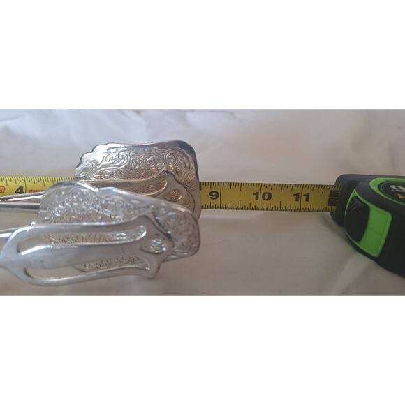 Vintage Silverplate Pastry Tongs 8.5" Ornate Floral Scroll Design - Picture 8 of 8